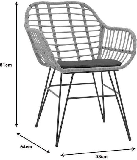 Set Sala De Mese Pentru Exterior Naoki X 5 Piese Naturale, Negru Cu Perne