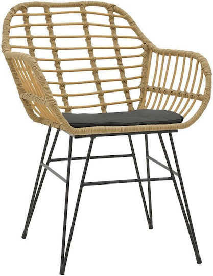 Set Sala De Mese Pentru Exterior Naoki X 5 Piese Naturale, Negru Cu Perne