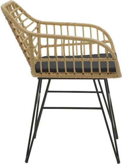 Set Sala De Mese Pentru Exterior Naoki X 5 Piese Naturale, Negru Cu Perne