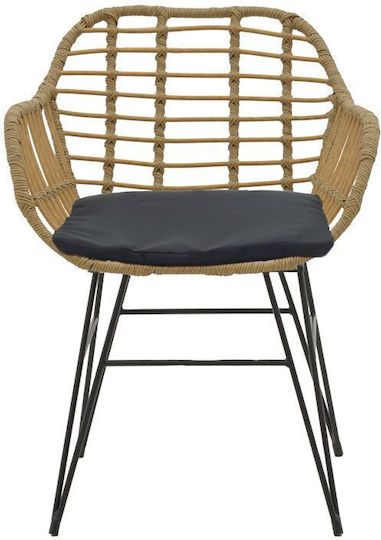 Set Sala De Mese Pentru Exterior Naoki X 5 Piese Naturale, Negru Cu Perne