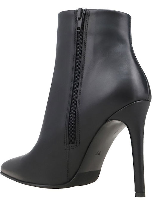 Leder Stiefeletten Damen Schwarz