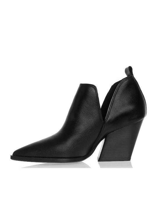 Leder Stiefeletten Damen Schwarz