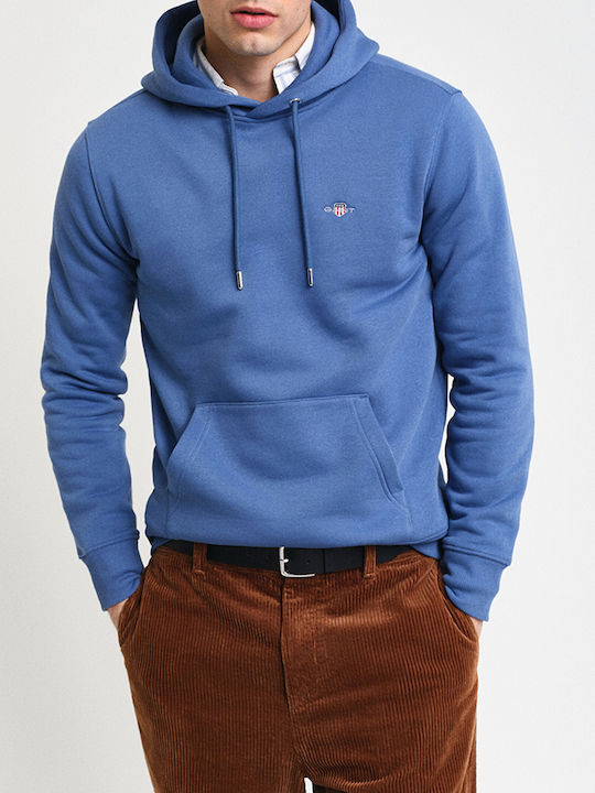 Gant Shield Men's Sweatshirt with Hood and Pockets Blue