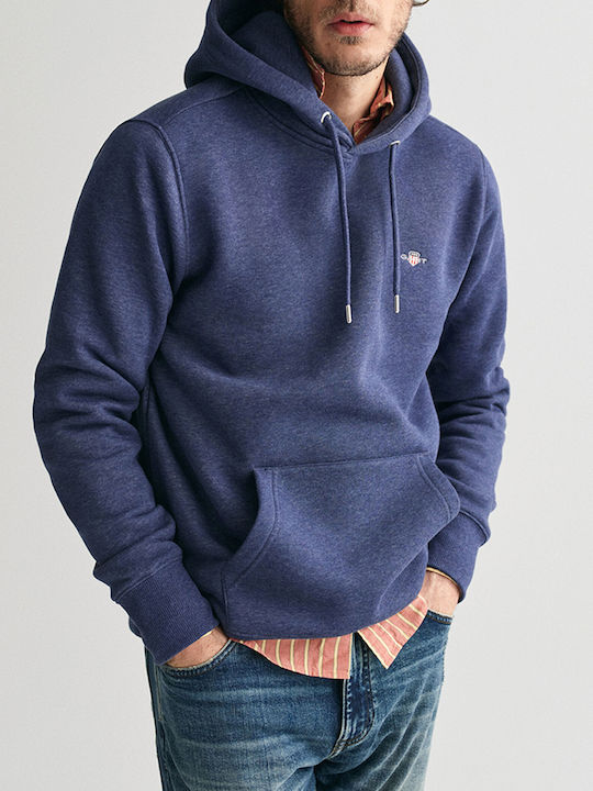 Gant Shield Herren Sweatshirt mit Kapuze und Taschen Indigo