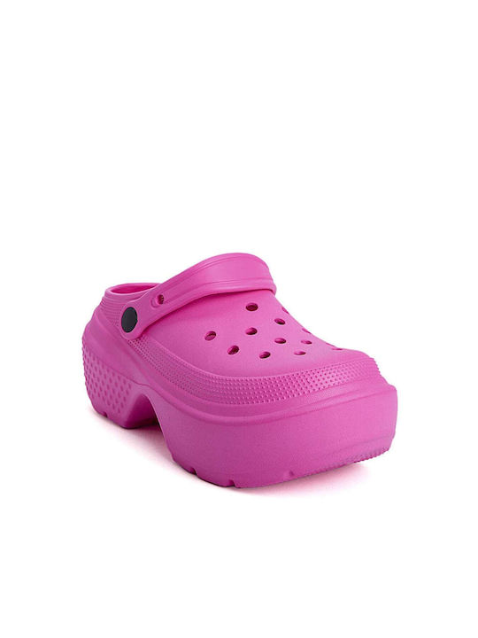 Women's High Perforated Clogs Fuchsia