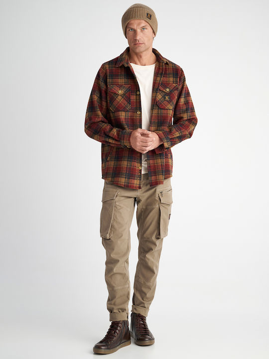 Staff Men's Shirt Overshirt Long Sleeve Checked Plaid