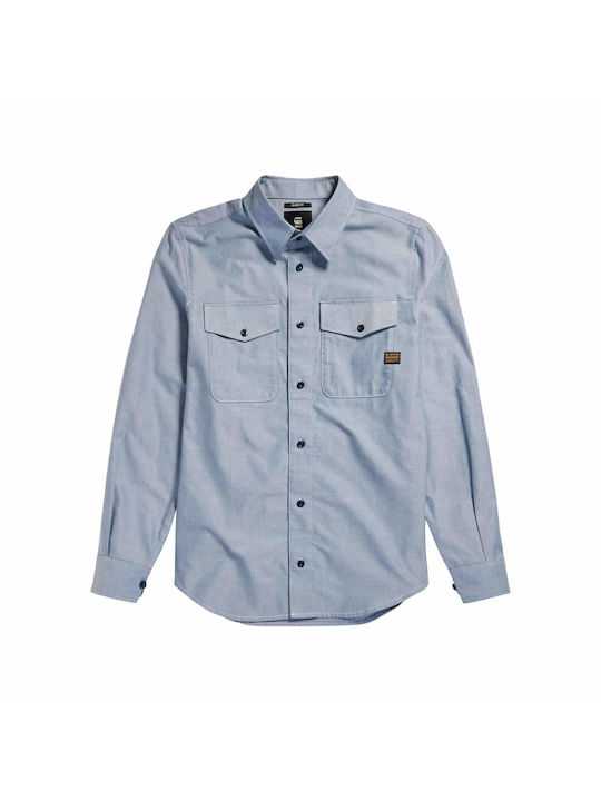 G-Star Raw Marine Herrenhemd Langärmelig Baumwolle Light Blue