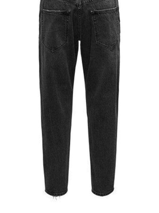Ανδρικό Παντελόνι Τζιν Cropped με Relaxed Tapered Εφαρμογή Washed Black