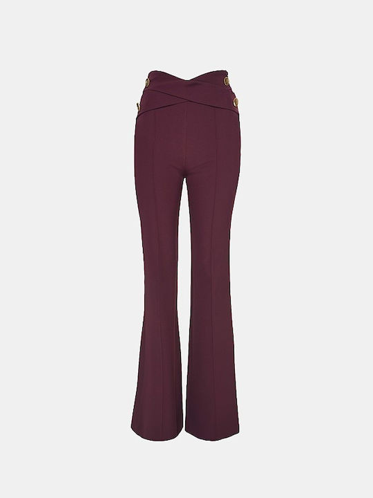 Lynne Women's High-waisted Fabric Trousers Flare with Elastic KERASI