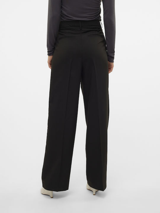 Vero Moda Women's Fabric Trousers in Loose Fit Black