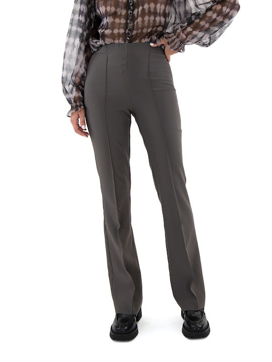 MY T Damen Hoch tailliert Stoff Hose in Bootcut Passform Grey