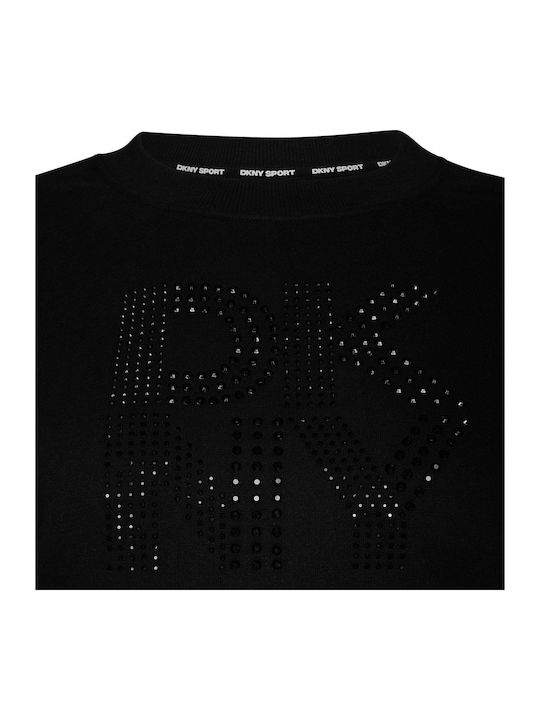 Rhinestone Μακρύ Γυναικείο Φούτερ Μαύρο