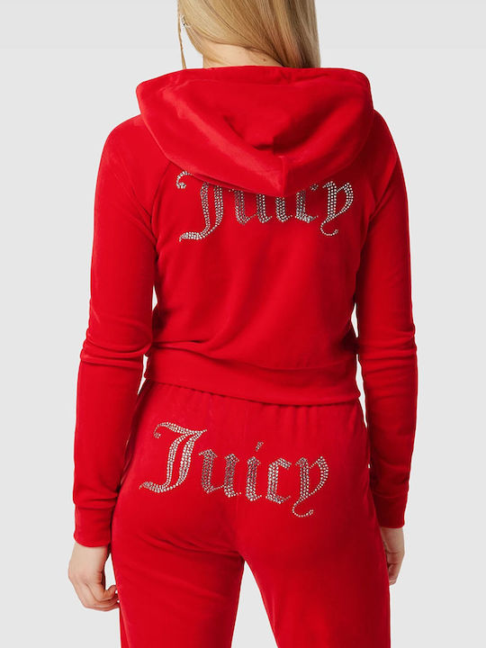 Juicy Couture Madison Women's Hooded Cardigan Red Dahlia