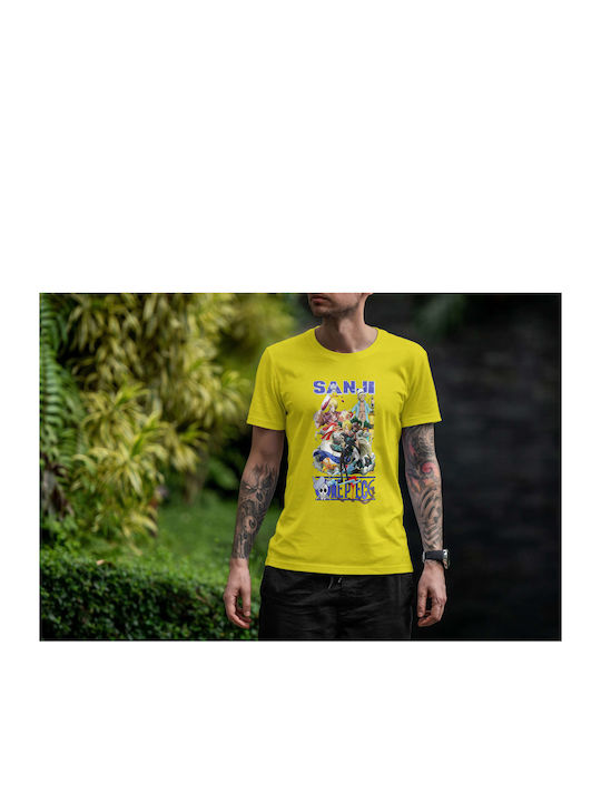 Sanji T-shirt One Piece Κίτρινο Βαμβακερό