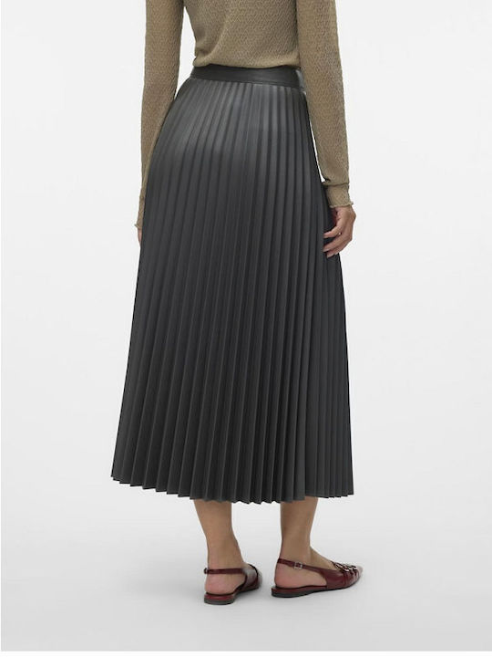 Vero Moda Leather Pleated Maxi Skirt grey