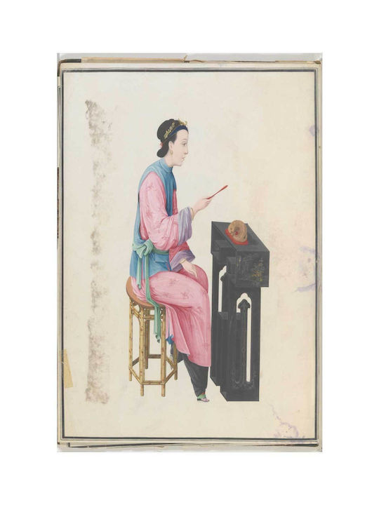 Aquarellgemälde Musiker spielt Mu Yu Chinesisch 70x100