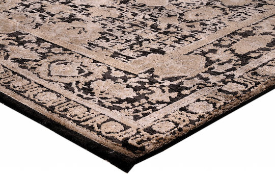 Tzikas Carpets 00153-970 Handgefertigt Synthetisch,Polyester/Cotton/Leather mit Fransen Black-Gold