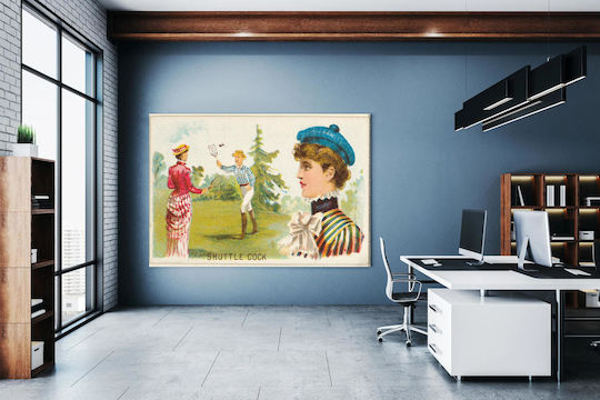 Federball-Gemälde aus der Games Sports Serie N165 Old Judge Zigaretten 90x60