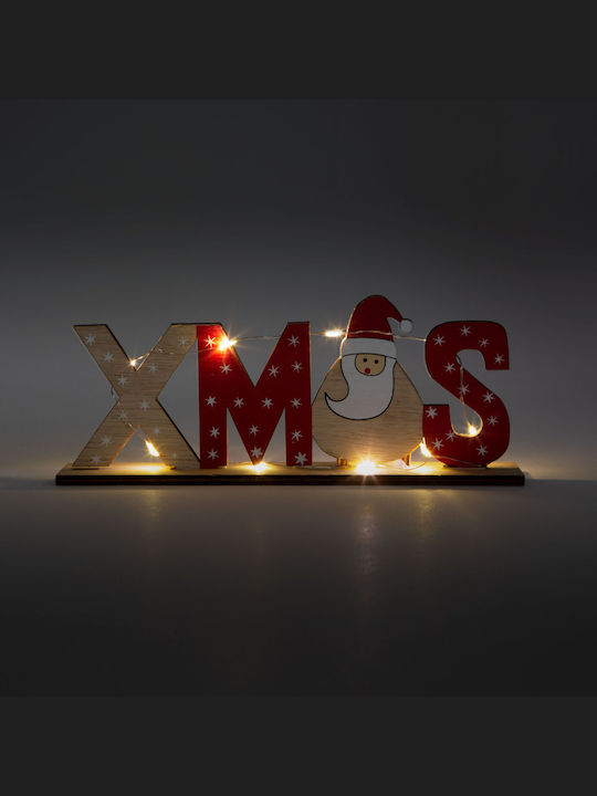 Illuminated Christmas Wooden Decorative White Battery 21x8.5x4cm.