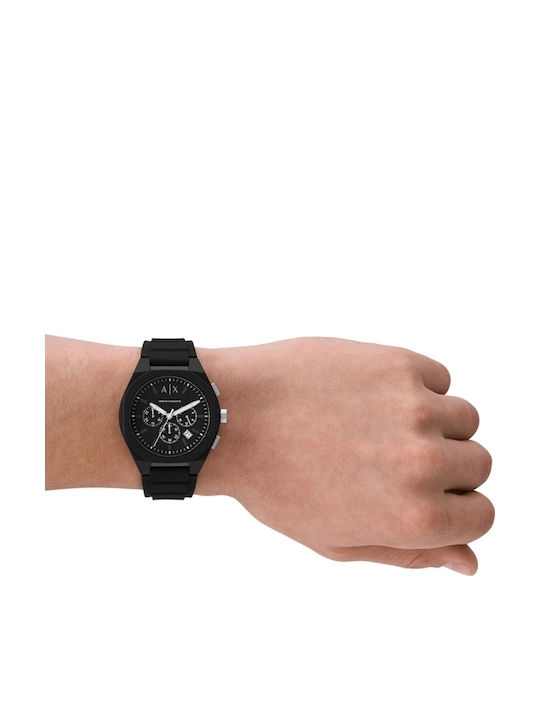 Armani Exchange Ceas Bărbătesc 44mm Cronograf Baterie cu Neagră Curea din Cauciuc
