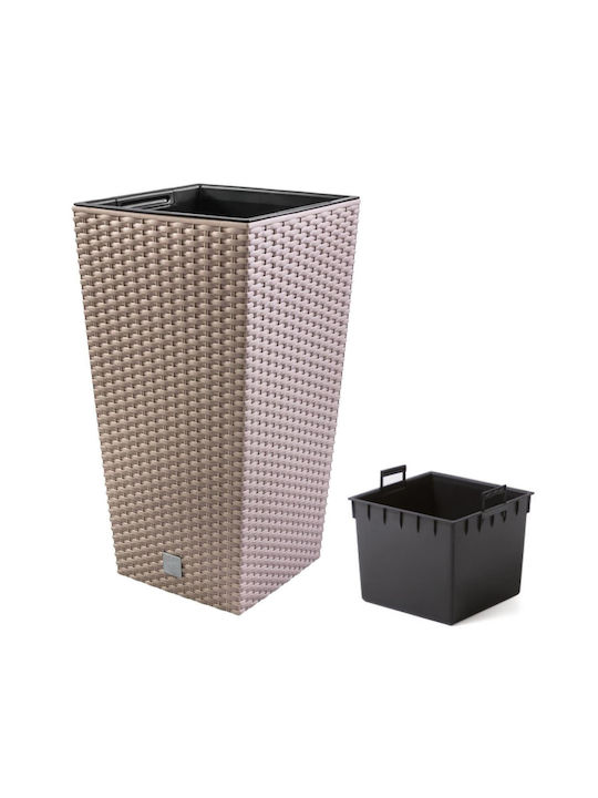 Prosperplast Vaze Pentru Plante Rattan Maro 32.5x32.5x61cm 2 Bucăți