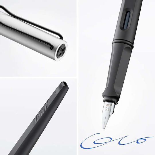 Lamy Set Calligraphy Stub 1.5mm Black Fountain Pen Made of Aluminum with Black Ink