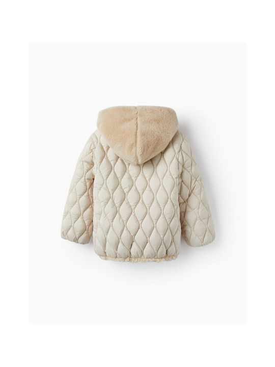 Zippy Kids Quilted Jacket with Lining & Hood Beige