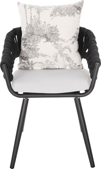 Outdoor-Sessel Aluminium Ecru, Anthracite mit Kissen 56x60x72εκ.