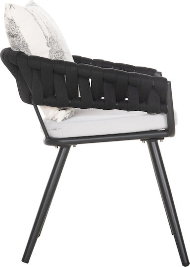 Outdoor-Sessel Aluminium Ecru, Anthracite mit Kissen 56x60x72εκ.