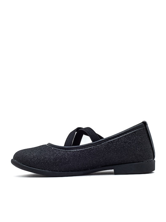 Kids Ballerinas with Elastic Strap Black