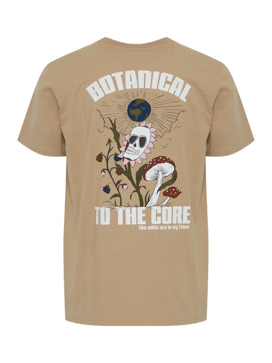 Blend T-shirt Bărbătesc cu Mânecă Scurtă beige