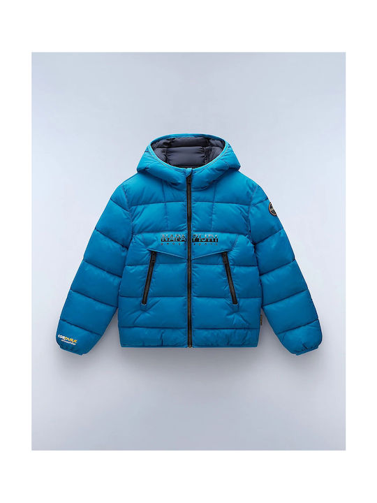 Napapijri Waterproof Kids Quilted Jacket with Hood Sapphire Blue