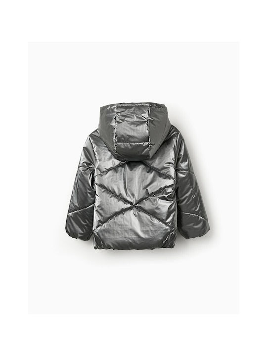 Zippy Kids Quilted Jacket Metallic Anthracite Grey