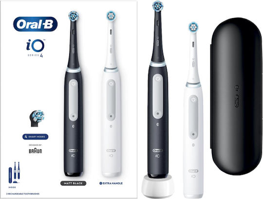 Oral-B Io Series 4 Elektrische Zahnbürste mit Drucksensor und Reisetasche Schwarz