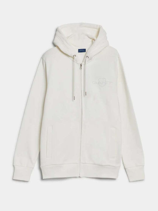 Gant Men's Sweatshirt Jacket with Hood White