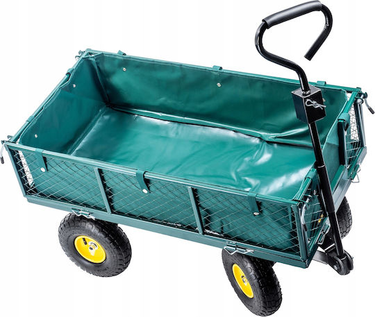 Remorcă Cărucior de Grădină Metalic Cu patru roți cu Greutate Maximă de Încărcare 300kg