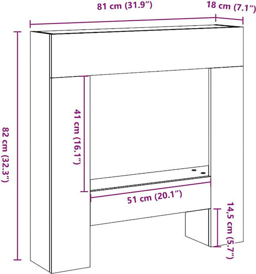 vidaXL Metallic Fireplace Screen with Panels 82x18x81cm