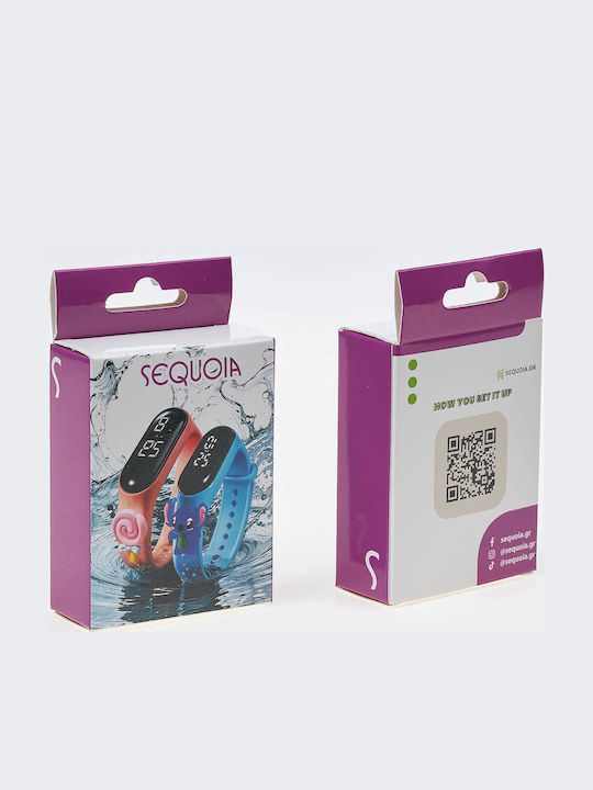 Digital Kinderuhr Rosa mit Gummi-Armband