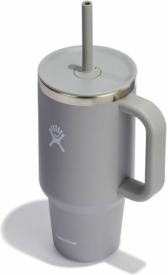 Hydro Flask Tumbler Handled Tumbler Thermos Stainless Steel 946ml Birch with Straw and Handle