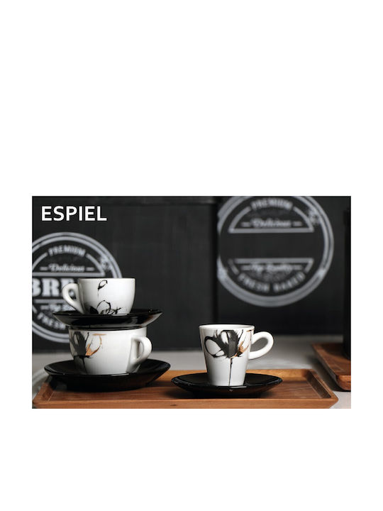 Espiel Set Tassen Kaffee aus Porzellan Schwarz 6Stück 5205918091729