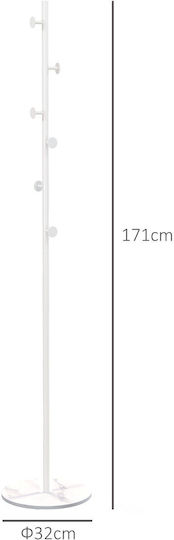 Homcom Freistehende Garderobe 6 Haken Stahlfuß Schieferweiß 837-508v00wt