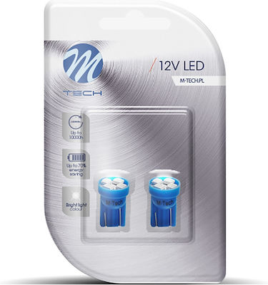 M-Tech Λάμπες Αυτοκινήτου & Μοτοσυκλέτας T10 LED Μπλε 12V 2τμχ