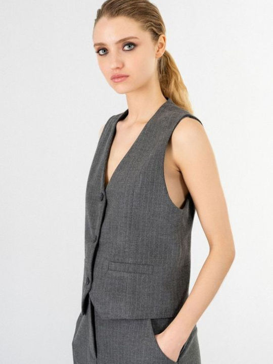 Philosophy Wear Women's Vest with Buttons Anthracite