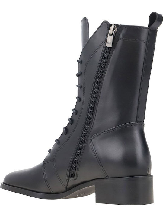 Leder Stiefeletten Damen Schwarz