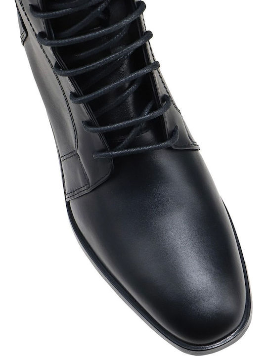 Leder Stiefeletten Damen Schwarz