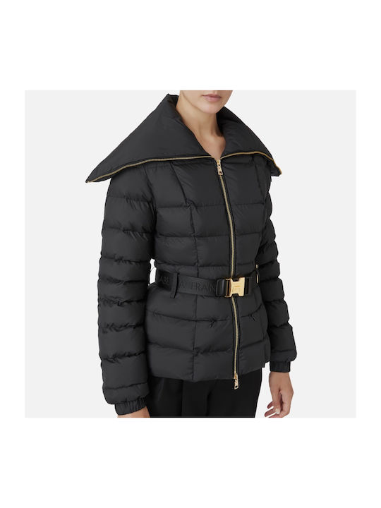 Elisabetta Franchi Scurt Jachetă de femei Puffer pentru iarnă BLACK