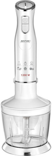 MPM Blender De Mână Cu Tijă Din Inox 1200W Alb