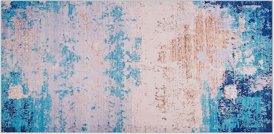 Beliani Rutschfest Teppich Rechteckig Synthetisch,Polyester/Cotton/Leather Blau