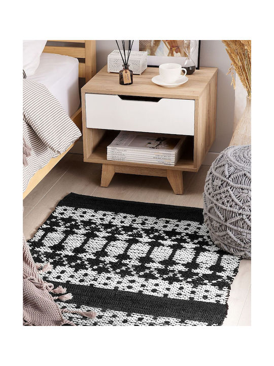 Beliani Χαλί Διάδρομος Δερμάτινο Μαύρο 80x150cm