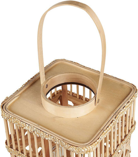 Beliani Wooden Lantern Beige